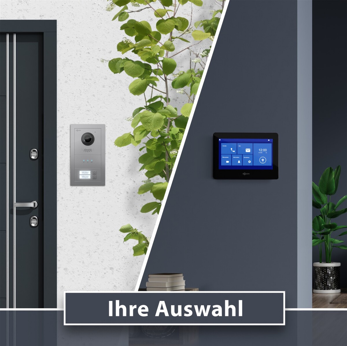 GOLIATH Basic 2-Draht BUS Türsprechanlage | FullHD | App | 150° | 2 Fam | Silber/Schwarz | Unterputz – Bild 4