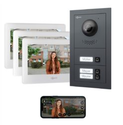 GOLIATH Basic 2-Draht BUS Türsprechanlage | FullHD | App | 150° | 3 Fam | Anthrazit/Weiß | Unterputz