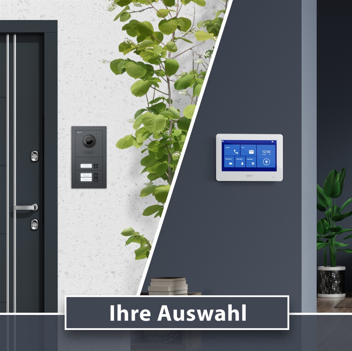 GOLIATH Basic 2-Draht BUS Türsprechanlage | FullHD | App | 150° | 3 Fam | Anthrazit/Weiß | Unterputz – Bild 4