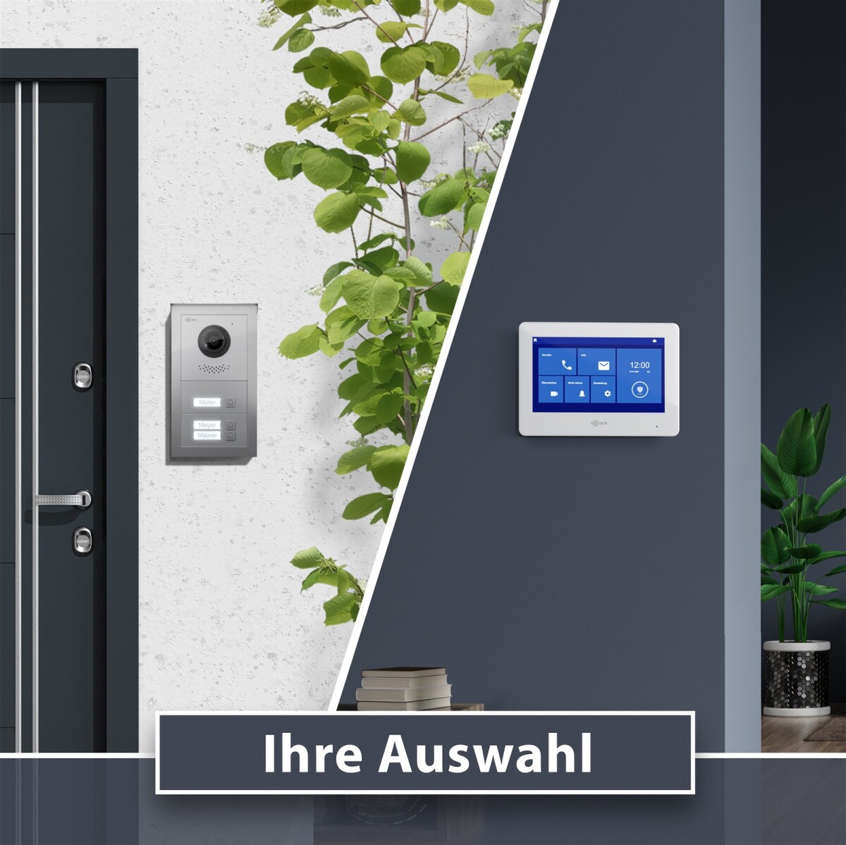 GOLIATH Basic 2-Draht BUS Türsprechanlage | FullHD | App | 150° | 3 Fam | Silber/Weiß | Aufputz – Bild 4