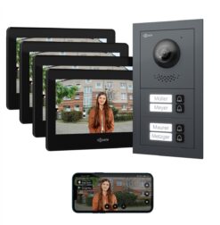 GOLIATH Basic 2-Draht BUS Türsprechanlage | FullHD | App | 150° | 4 Fam | Anthrazit/Schwarz | Unterputz