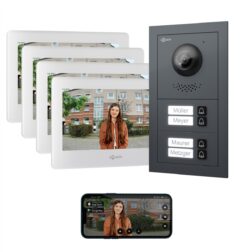 GOLIATH Basic 2-Draht BUS Türsprechanlage | FullHD | App | 150° | 4 Fam | Anthrazit/Weiß | Unterputz