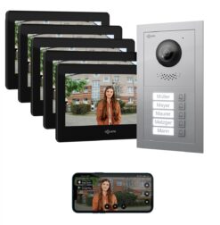 GOLIATH Basic 2-Draht BUS Türsprechanlage | FullHD | App | 150° | 5 Fam | Silber/Schwarz | Unterputz