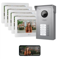 GOLIATH Basic 2-Draht BUS Türsprechanlage | FullHD | App | 150° | 5 Fam | Silber/Weiß | Aufputz