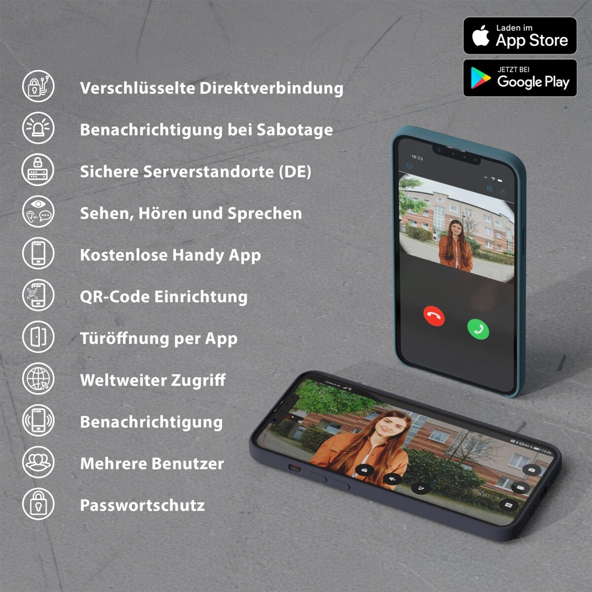 GOLIATH Basic 2-Draht BUS Türsprechanlage | FullHD | App | 150° | 5 Fam | Silber/Weiß | Aufputz – Bild 6