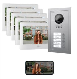 GOLIATH Basic 2-Draht BUS Türsprechanlage | FullHD | App | 150° | 5 Fam | Silber/Weiß | Unterputz