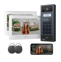 GOLIATH Basic 2-Draht BUS Türsprechanlage | FullHD | App | 2x 7" Monitor | RFID & Keypad | Aufputz