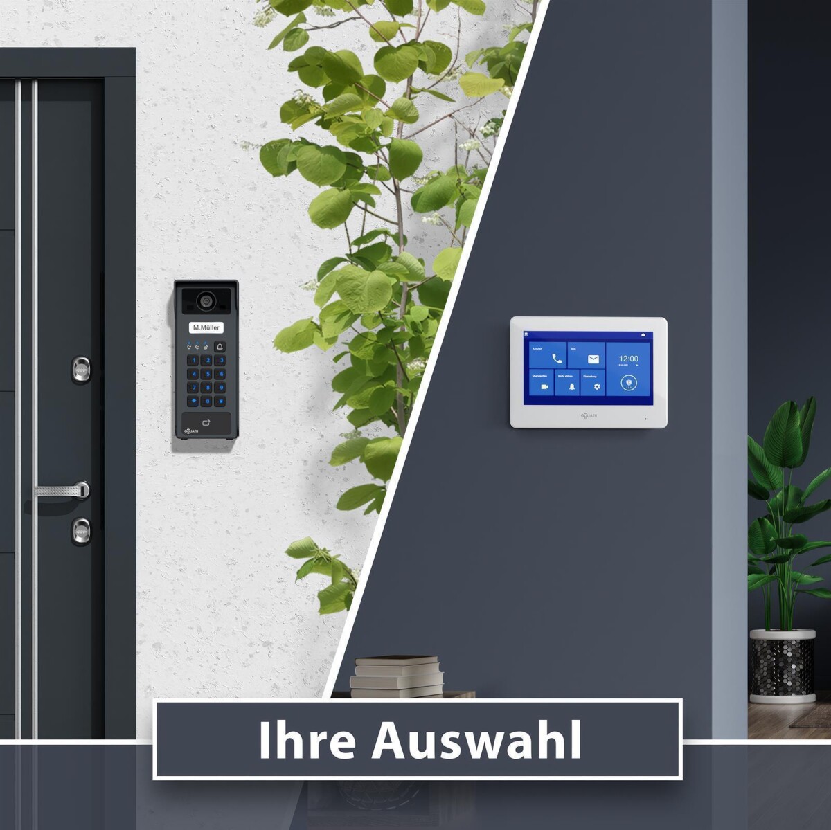 GOLIATH Basic 2-Draht BUS Türsprechanlage | FullHD | App | 2x 7" Monitor | RFID & Keypad | Aufputz – Bild 4