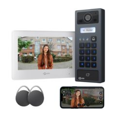 GOLIATH Basic 2-Draht BUS Türsprechanlage | FullHD | App | 7" Weiß | RFID & Keypad | 1-Fam | Aufputz