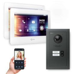 GOLIATH PRO 2-Draht BUS Gegensprechanlage | Anthrazit | 2 Fam | 2x7 Zoll Weiß | 180°