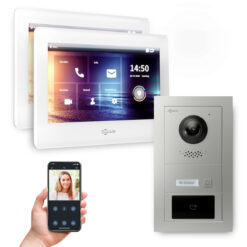 GOLIATH PRO 2-Draht BUS Gegensprechanlage | App | 1 Familie | 2x7 Zoll Weiß| RFID | 180°