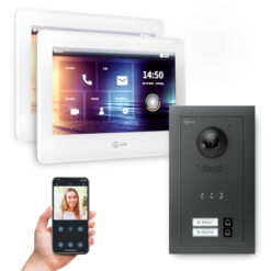 GOLIATH PRO 2-Draht BUS Türsprechanlage | Anthrazit | 2 Fam | 2x7 Zoll Weiß | 180°