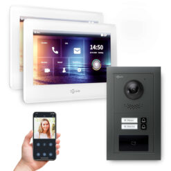GOLIATH PRO 2-Draht BUS Türsprechanlage | Anthrazit | 2 Fam | 2x7 Zoll Weiß | RFID | 180°