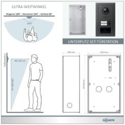 Alternative view of GOLIATH PRO 2-Draht BUS Türsprechanlage | Anthrazit | 2 Fam | 2x7 Zoll Weiß | RFID | 180°
