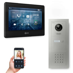 GOLIATH PRO 2-Draht BUS Türsprechanlage | App | 1 Familie | 7 Zoll Schwarz| Keypad | 180°