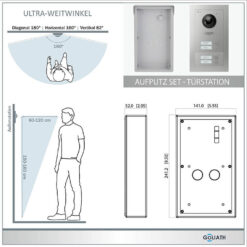 Alternative view of GOLIATH PRO 2-Draht BUS Türsprechanlage | App | 4 Fam | 4x7 Zoll Weiß | Aufputz | 180°