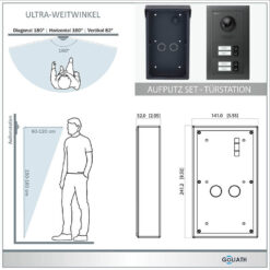 Alternative view of GOLIATH PRO 2-Draht BUS Türsprechanlage | App | 4 Fam | 4x7 Zoll Weiß | Aufputz | 180°