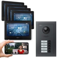 GOLIATH PRO 2-Draht BUS Türsprechanlage | App | 5 Fam | 5x7 Zoll Schwarz | 180°