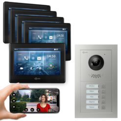 GOLIATH PRO 2-Draht BUS Türsprechanlage | App | 5 Fam | 5x7 Zoll Schwarz | 180°