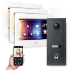 GOLIATH PRO 2-Draht BUS Video-Türsprechanlage | Anthrazit | 1 Fam. | 3x7"Weiß | Fingerprint |180°