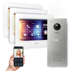 GOLIATH PRO 2-Draht BUS Video Türsprechanlage | App | 1 Fam. | 3x7 Zoll Weiß | Keypad |180°