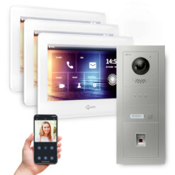 GOLIATH PRO 2-Draht BUS Video-Türsprechanlage | App | 1 Fam. | 3x7"Weiß | Fingerprint |180°