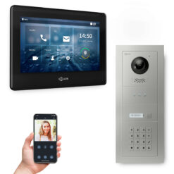 GOLIATH PRO 2-Draht BUS Video Türsprechanlage | App | 1 Familie | 7" Schwarz | Keypad | 180°