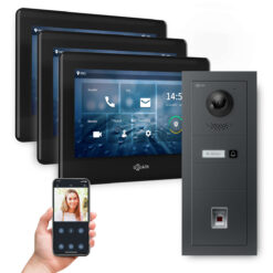 GOLIATH PRO 2-Draht BUS Videosprechanlage | Anthrazit | 1 Fam. | 3x7" Schwarz | Fingerprint |180°