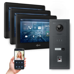 GOLIATH PRO 2-Draht BUS Videosprechanlage | Anthrazit | 1 Fam | 3x7"Schwarz | Fingerprint |180°