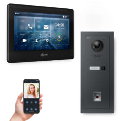 GOLIATH PRO 2-Draht BUS Videosprechanlage | Anthrazit | 1 Fam | 7" Schwarz | Fingerprint |180°