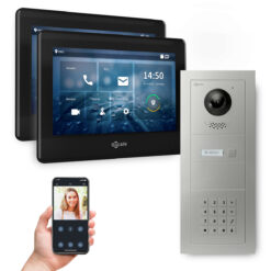 GOLIATH PRO 2-Draht BUS Videosprechanlage | App | 1 Familie | 2x7 Zoll Schwarz | Keypad |180°