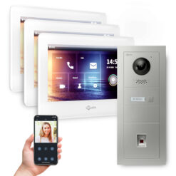 GOLIATH PRO 2-Draht BUS Videosprechanlage | App | 1 Familie | 3x7" Weiß | Fingerprint | 180°