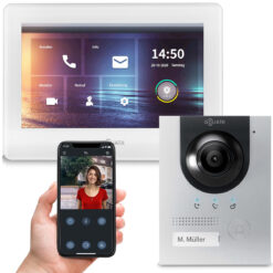 GOLIATH PRO 2-Draht BUS Videosprechanlage | App | Silber | 1 Familie | 7" | Aufputz | 180°