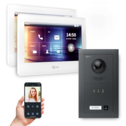 GOLIATH PRO 2-Draht BUS Videotürsprechanlage | Anthrazit | 1 Fam | 2x7 Zoll Weiß | 180°