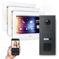GOLIATH PRO 2-Draht BUS Videotürsprechanlage | Anthrazit | 1 Fam. | 3x7 Zoll Weiß | Keypad | 180°
