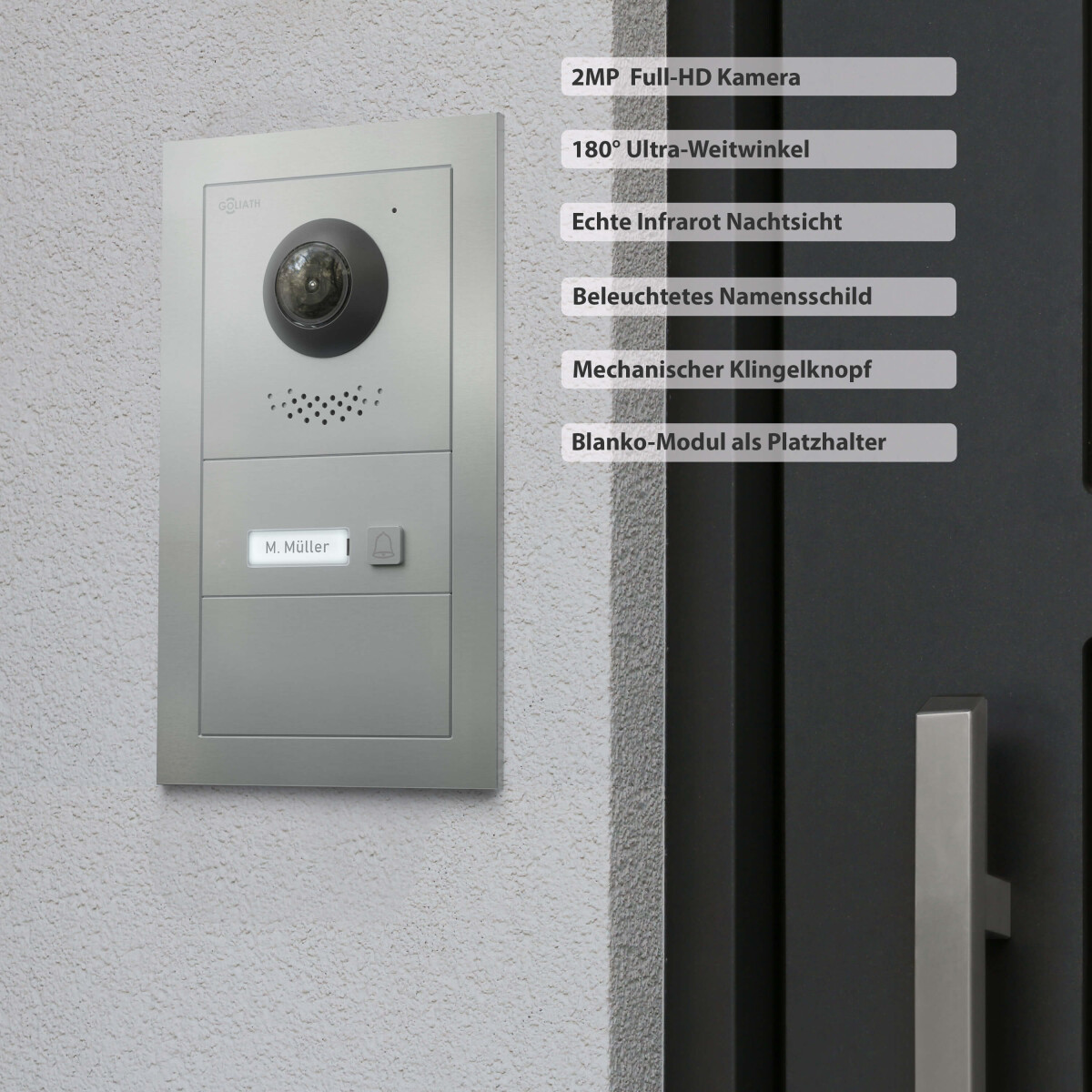 GOLIATH PRO 2-Draht BUS Videotürsprechanlage | App | 1 Familie | 2x7 Zoll Weiß| 180° – Bild 5