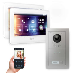 GOLIATH PRO 2-Draht BUS Videotürsprechanlage | App | 1 Familie | 2x7 Zoll Weiß | 180°