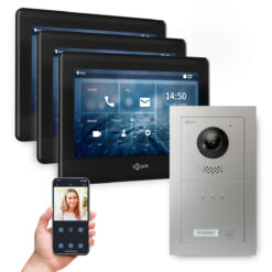 GOLIATH PRO 2-Draht BUS Videotürsprechanlage | App | 1 Familie | 3x7 Zoll Schwarz | 180°