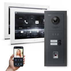 GOLIATH PRO IP Türsprechanlage | App | Anthrazit | 2-Fam | 2x 10" Weiß | Fingerprint | 180°