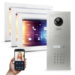 GOLIATH PRO IP Video Sprechanlage | App | 1-Familie | 3x 10 Zoll HD | Keypad | 180° Kamera