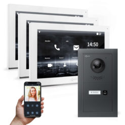 GOLIATH PRO IP Video Sprechanlage mit App | Anthrazit | 1-Familie | 3x 10" | Unterputz | 180°
