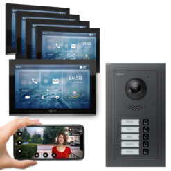 GOLIATH PRO IP Video Türsprechanlage | Anthrazit | 5 Fam | 5 x 10" HD Schwarz | Unterputz | 180°