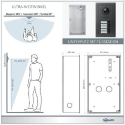 Alternative view of GOLIATH PRO IP Video Türsprechanlage | Anthrazit | 5 Fam | 5 x 10" HD Schwarz | Unterputz | 180°
