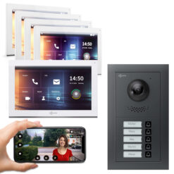 GOLIATH PRO IP Video Türsprechanlage | Anthrazit | 5 Fam | 5 x 10" HD Weiß | Unterputz | 180°