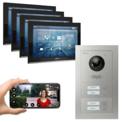 GOLIATH PRO IP Video Türsprechanlage | App | 4 Fam | 4x10" HD Schwarz | Unterputz | 180° Kamera