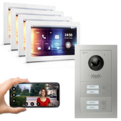 GOLIATH PRO IP Video Türsprechanlage | App | 4 Fam | 4x10" HD Weiß | Unterputz | 180° Kamera