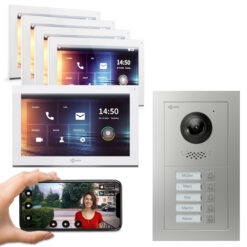 GOLIATH PRO IP Video Türsprechanlage | App | 5 Fam | 5 x 10" HD Weiß | Unterputz | 180° Kamera