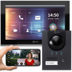 GOLIATH PRO IP Video Türsprechanlage | App | Anthrazit | 1-Familie | 10 Zoll | Unterputz | 180°