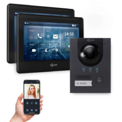 GOLIATH PRO IP Video Türsprechanlage | App | Anthrazit | 1-Familie | 2x 7 Zoll | Aufputz | 180°