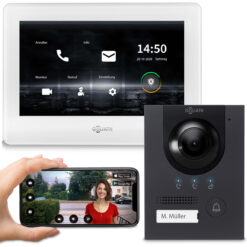 GOLIATH PRO IP Video Türsprechanlage | App | Anthrazit | 1-Familie | 7 Zoll | Unterputz | 180°